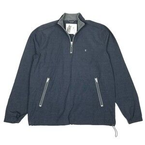 Linksoul Golf Tempus Fugit Heather Navy Quarter Pullover Windbreaker Mens Small